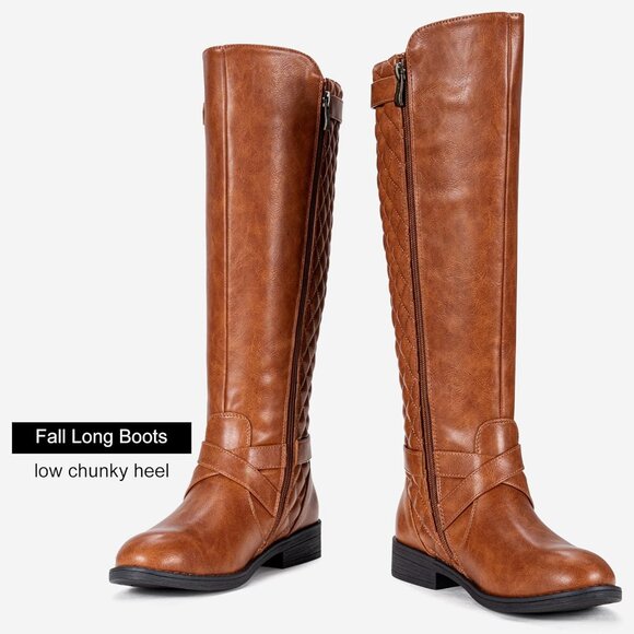 Women's Brown Jeossy Women's 950 Knee High Riding Boots with Zipper Wide Calf - Picture 5 of 8